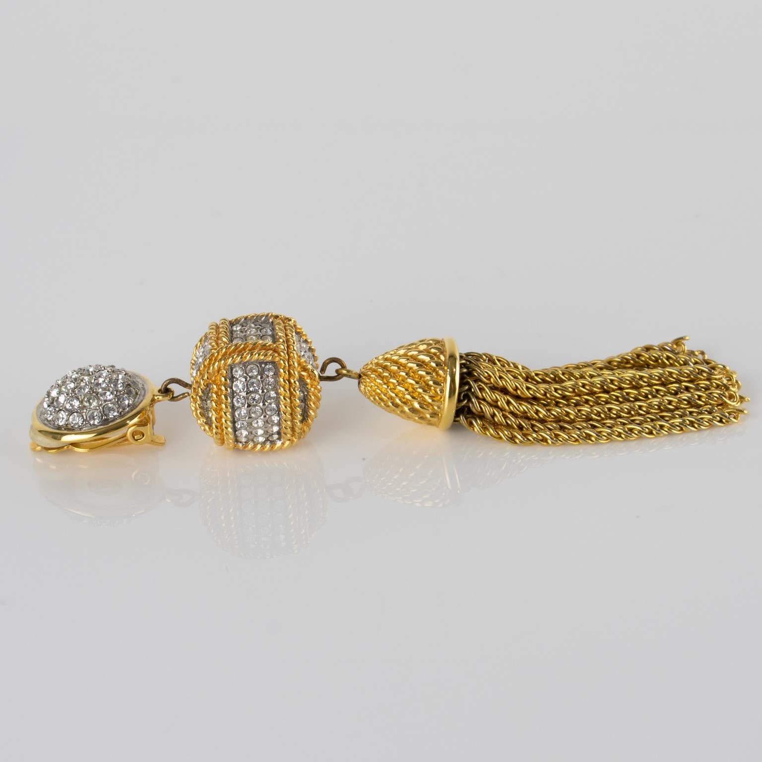 Daniel Swarovski Schwan Mark Vergoldetes Metall Jewell Clip Ohrringe im Angebot 3