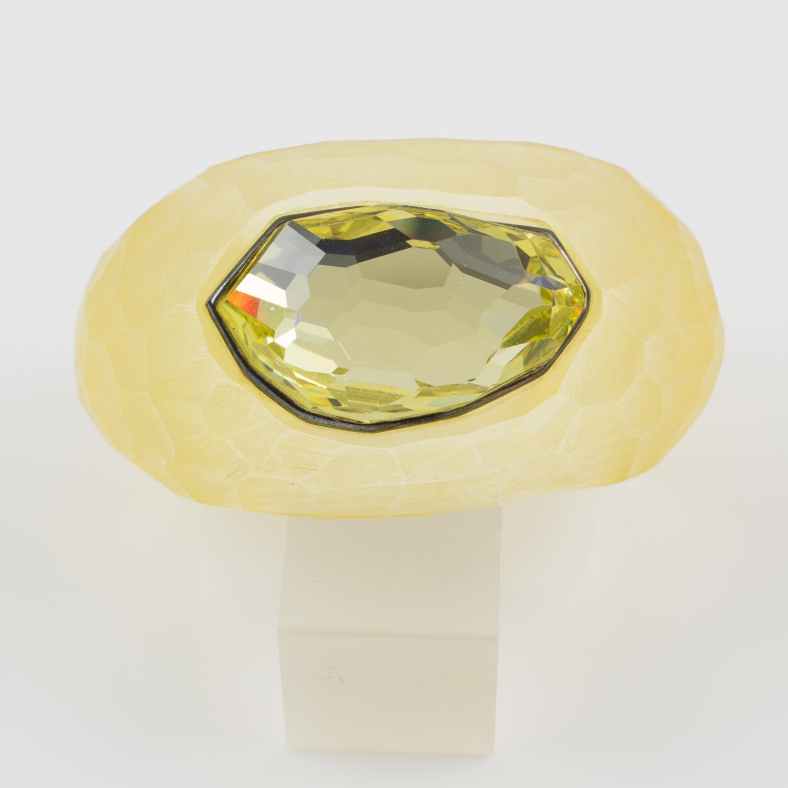 Daniel Swarovski Paris Cuff Bracelet with Massive Cut Rhinestone In Good Condition For Sale In Atlanta, GA