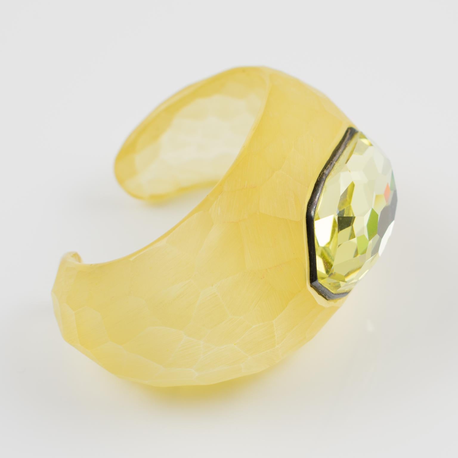 Daniel Swarovski Paris Cuff Bracelet with Massive Cut Rhinestone For Sale 4
