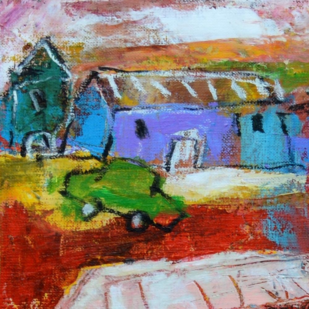 « A day at the Swimming Pool », peinture de figuration poétique bleue, jaune, rouge, verte en vente 15