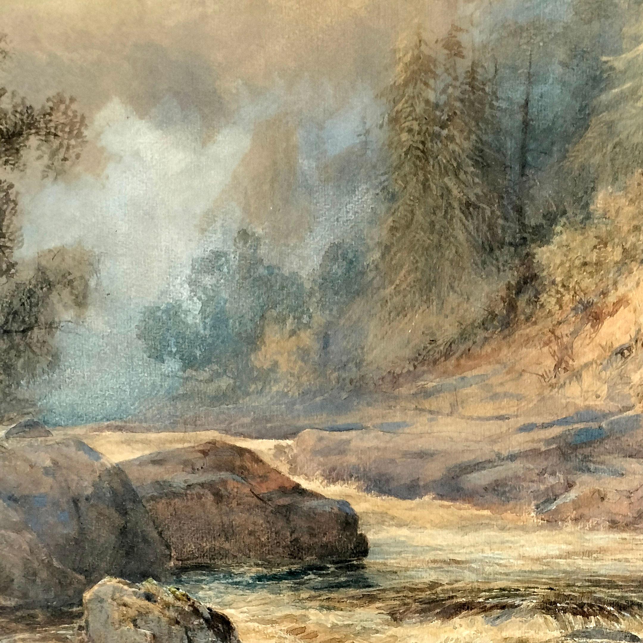 Daniel Thomas Egerton Hirte auf dem Mount, Aquarellgemälde (Mexikanisch) im Angebot