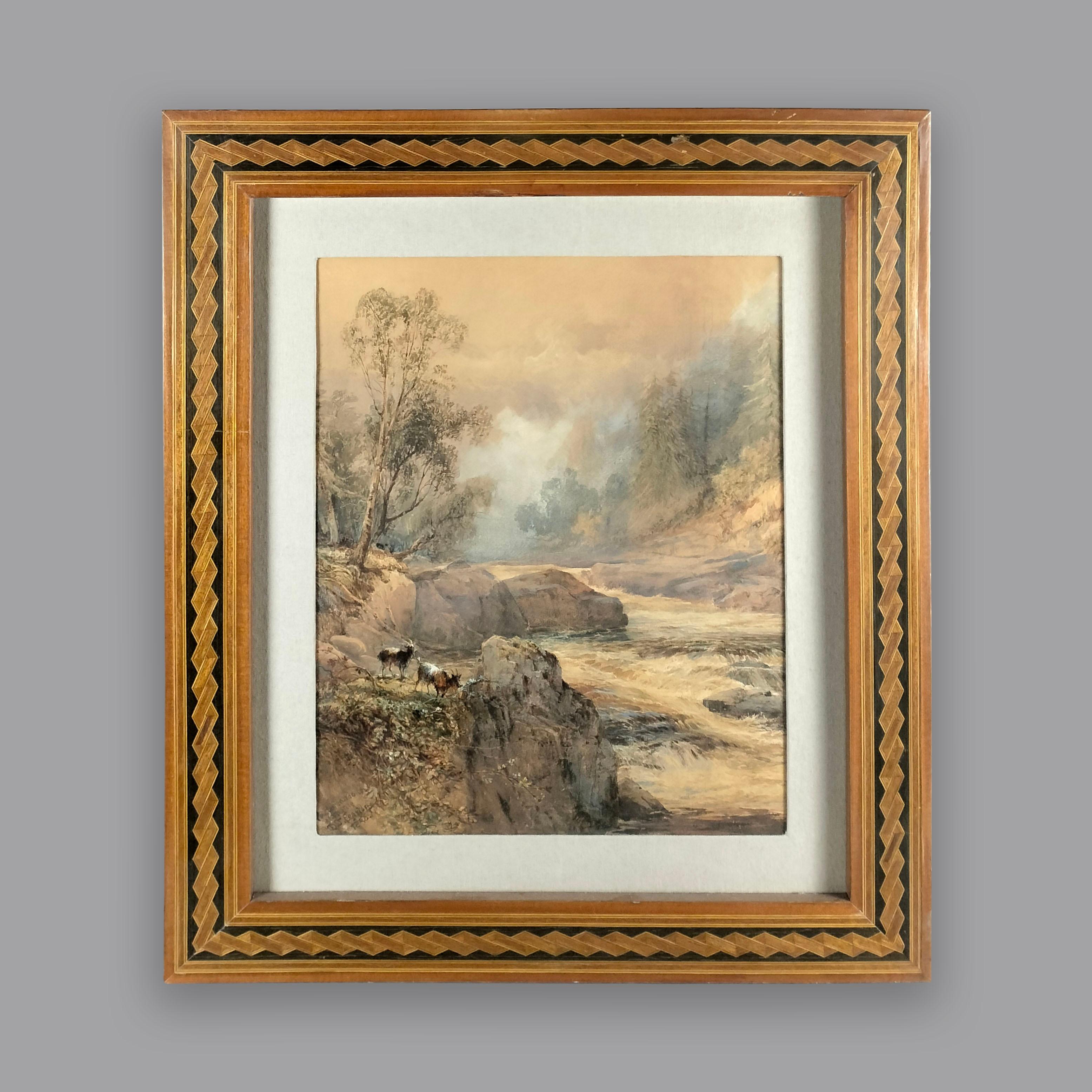 Daniel Thomas Egerton Hirte auf dem Mount, Aquarellgemälde im Zustand „Gut“ im Angebot in Mexico City, MX