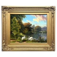 Daniel Van Der Putten Oil Painting Farmyard Irish Lake Scene Wicklow Ireland
