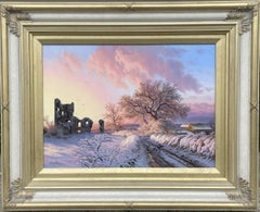 Daniel Van Der Putten Oil Painting Irish Castle Snow Scene Mallow Cork Ireland