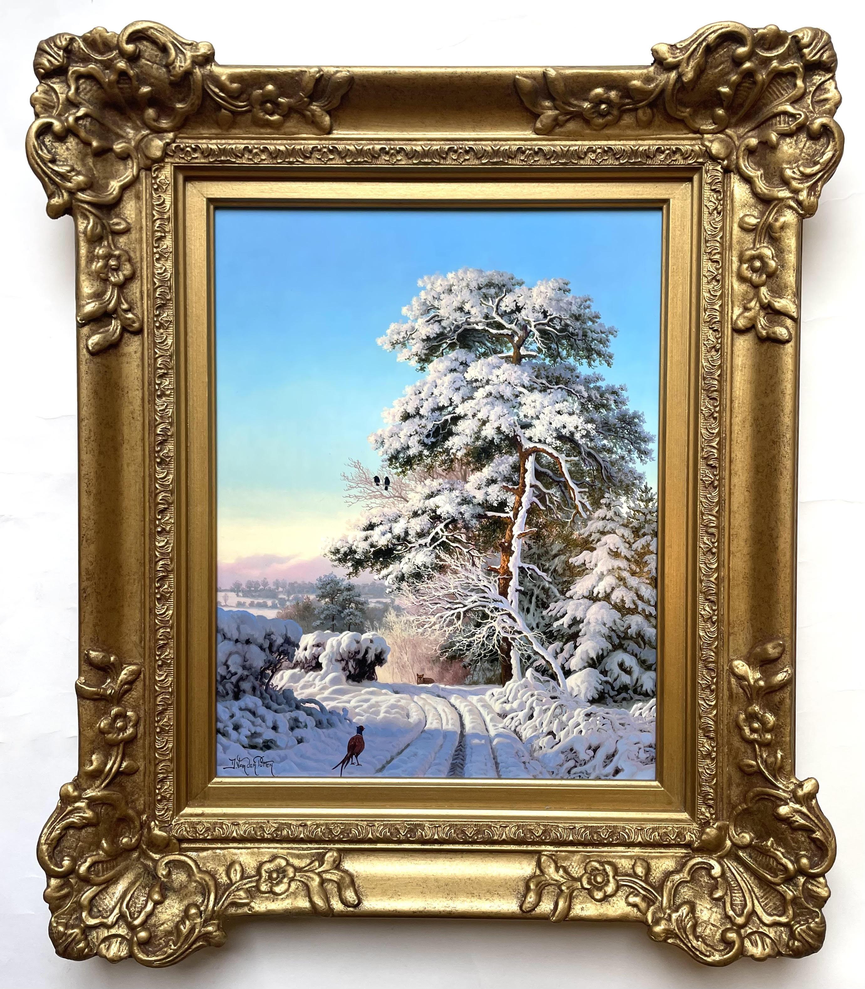 20th Century Daniel Van Der Putten Oil Painting Winter Snow Scene Hollywood Wicklow Ireland For Sale