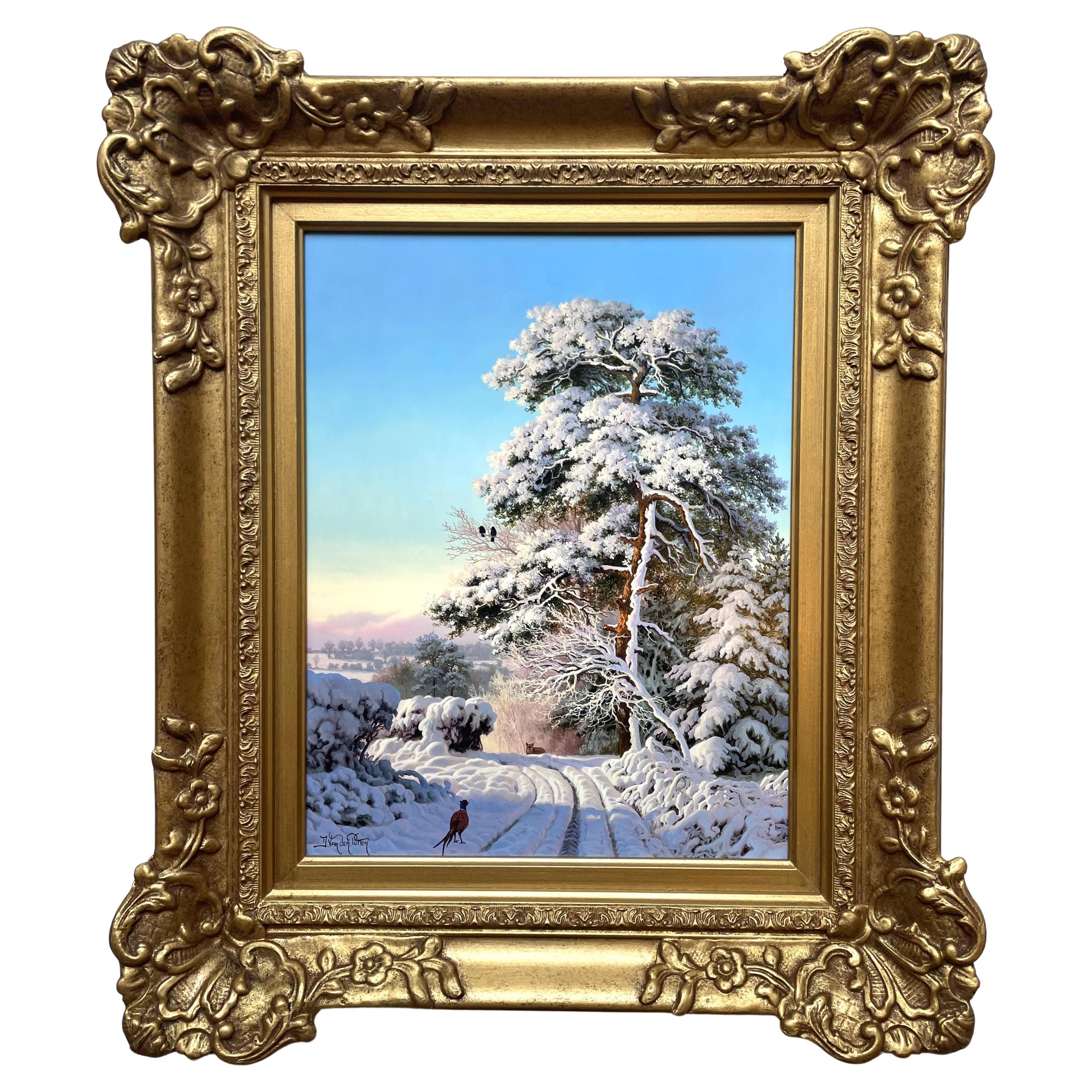 Daniel Van Der Putten, Ölgemälde, Winter-Schneeflocken-Szene, Hollywood Wicklow, Irland im Angebot