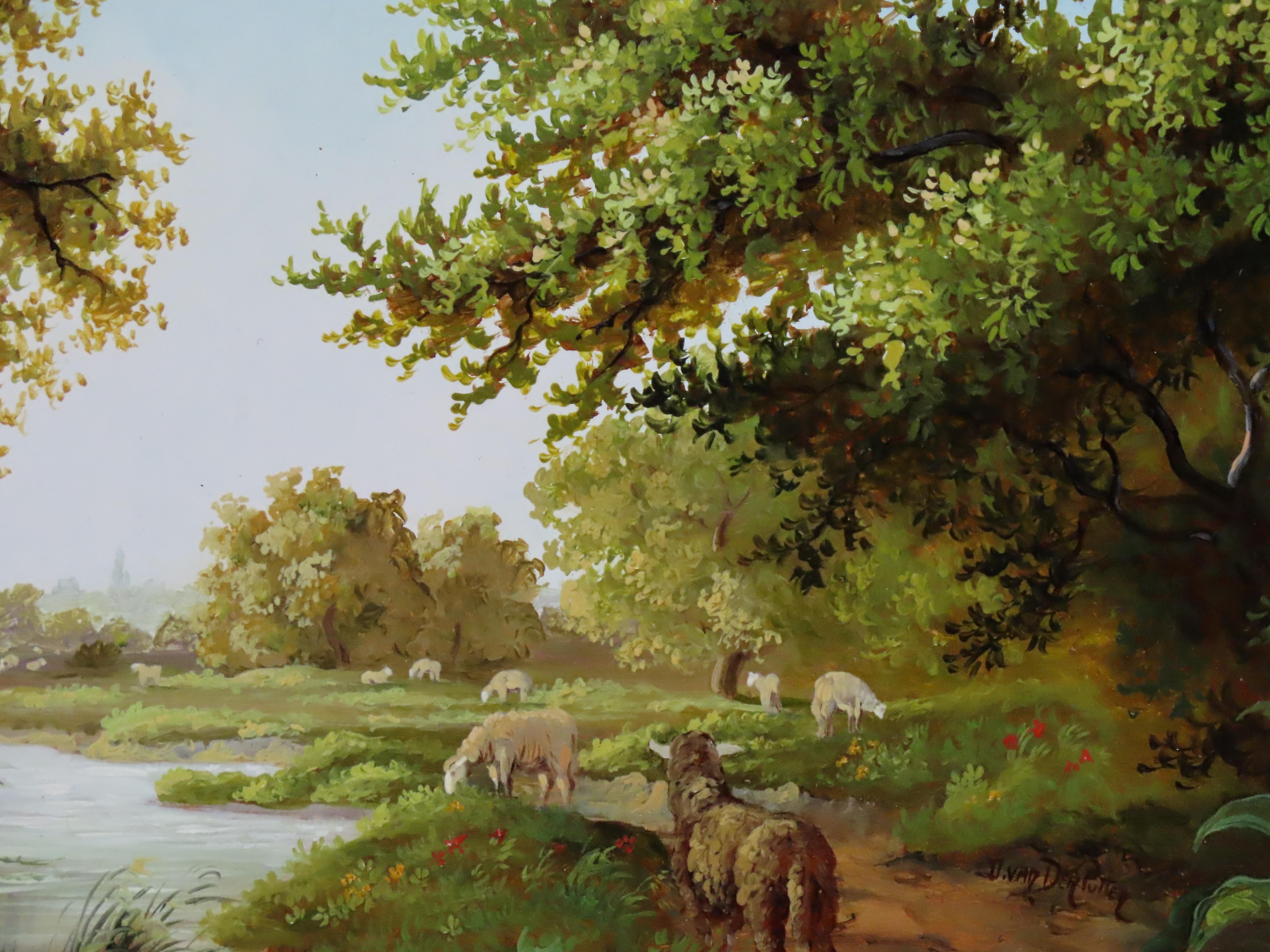 Huile originale sur panneau, DANIEL van der PUTTEN, « La rivière à Gayton » en vente 1