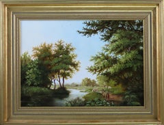 Original Ölgemälde auf Tafel, DANIEL van der putTEN, „Der Fluss in Gayton“, DANIEL van der putTEN