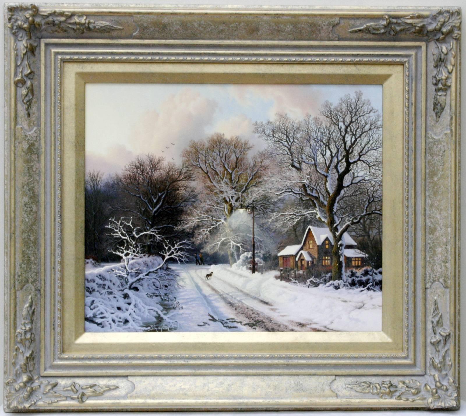 Daniel Van Der Putten Landscape Painting - Winter Evening, Warwickshire