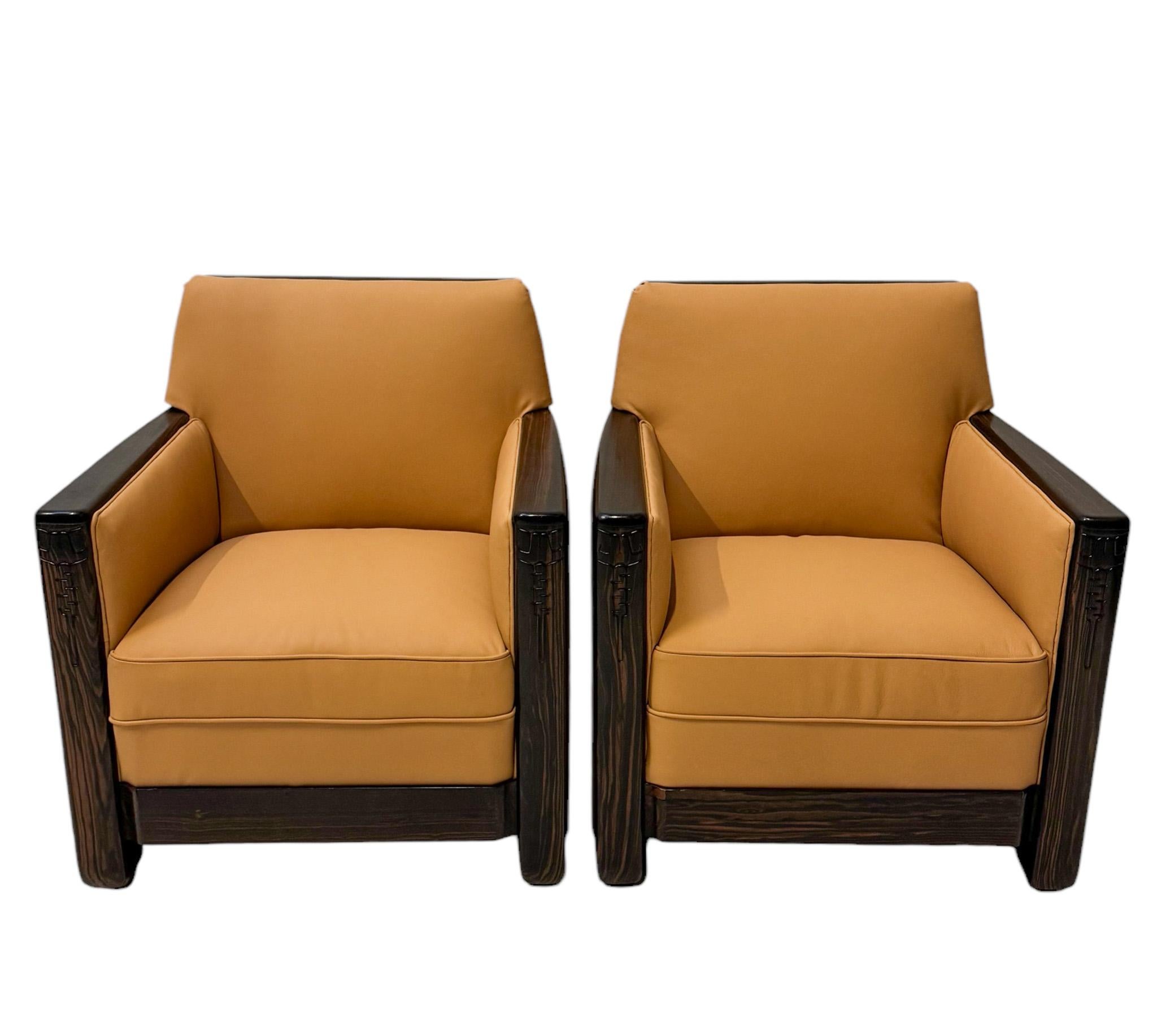 Early 20th Century Daniël van Dorp Art Deco Amsterdamse School Lounge Chairs for Gebroeders Reens For Sale