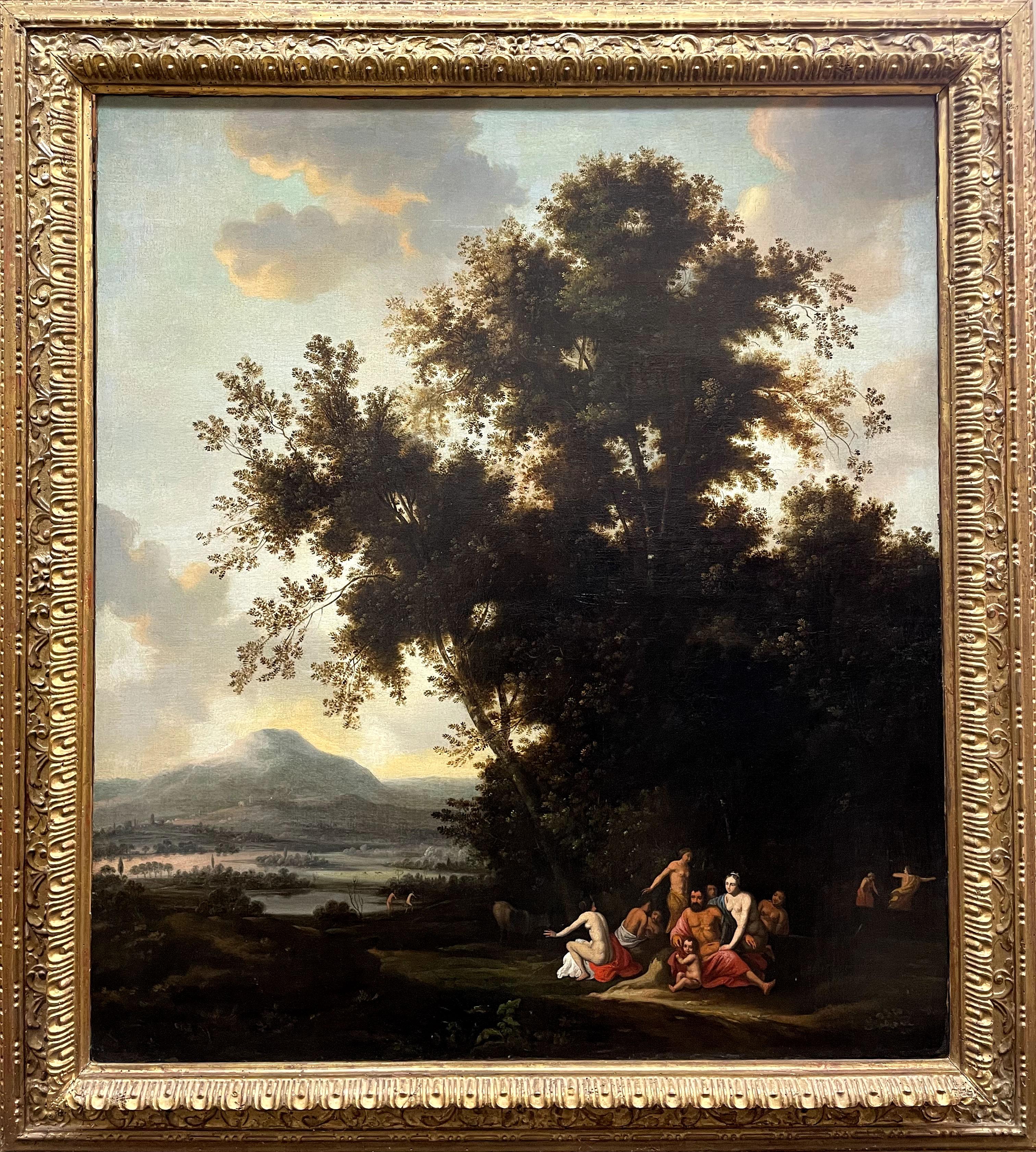 Daniel Vertangen Landscape Painting – "Satyrn und Nymphen in einer Landschaft"
