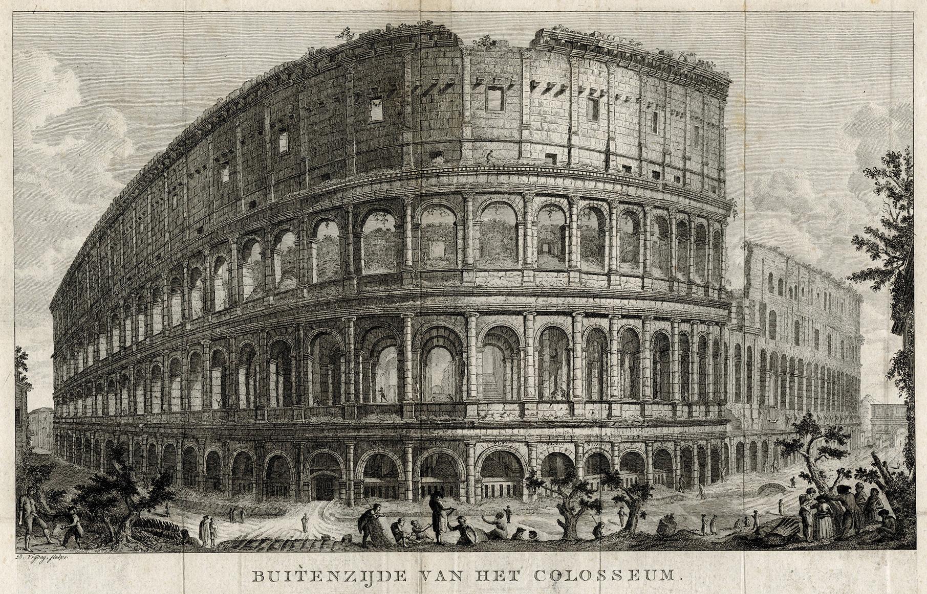 Figurative Print de Daniel Vrydag - Buitenzijde Van Het Colosseum (Exterior del Coliseo)