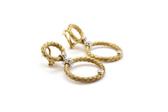 Daniel W. Woven 14 Karat Gold and 0.30 Carat Diamond Circle Dangle Earrings