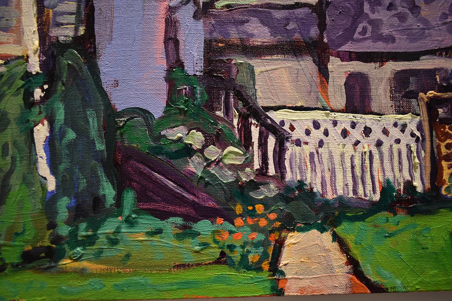 16 3rd St. Athens NY (Olio su lino: paesaggio urbano con una tavolozza di colori vivaci) 2