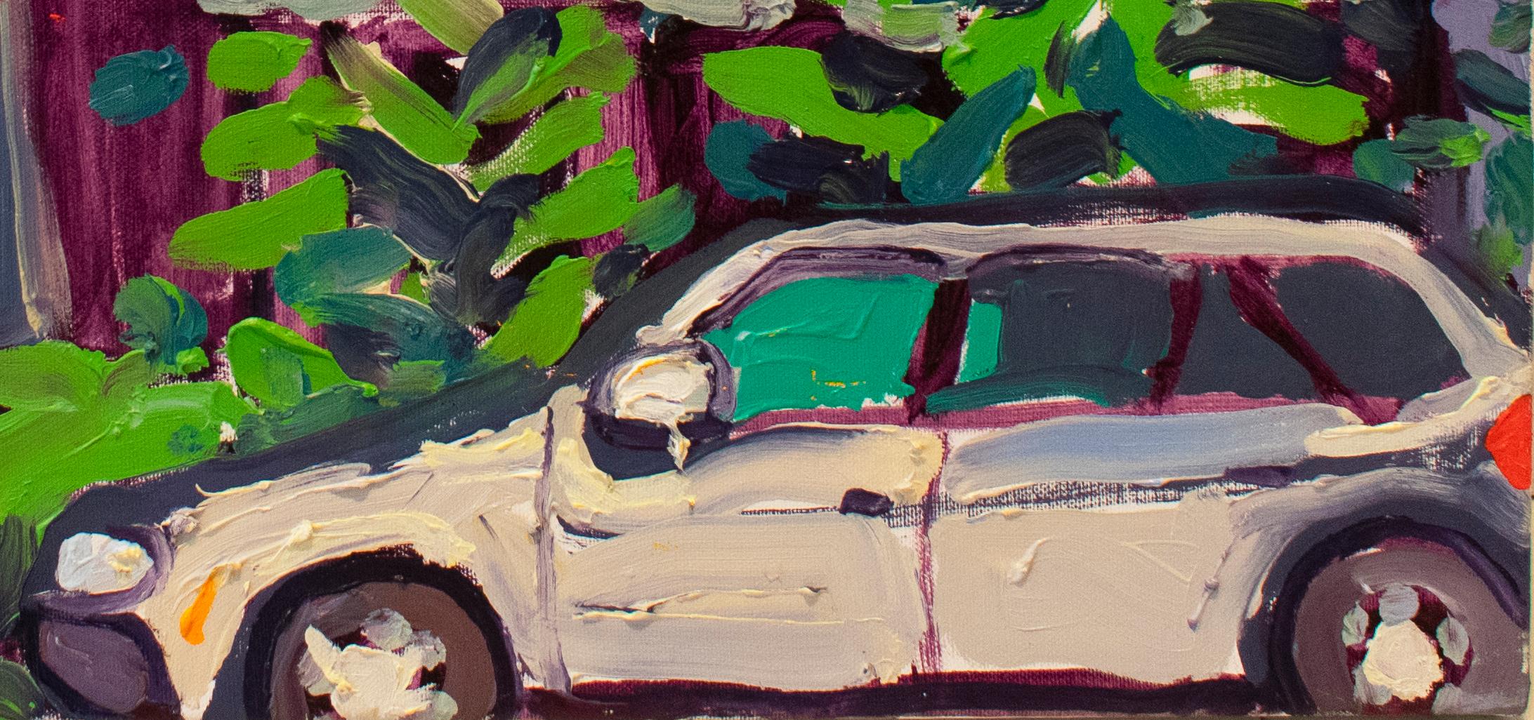 Peinture à l'huile de paysage suburban de style fauviste 214, 216 State St. - Contemporain Painting par Dan Rupe