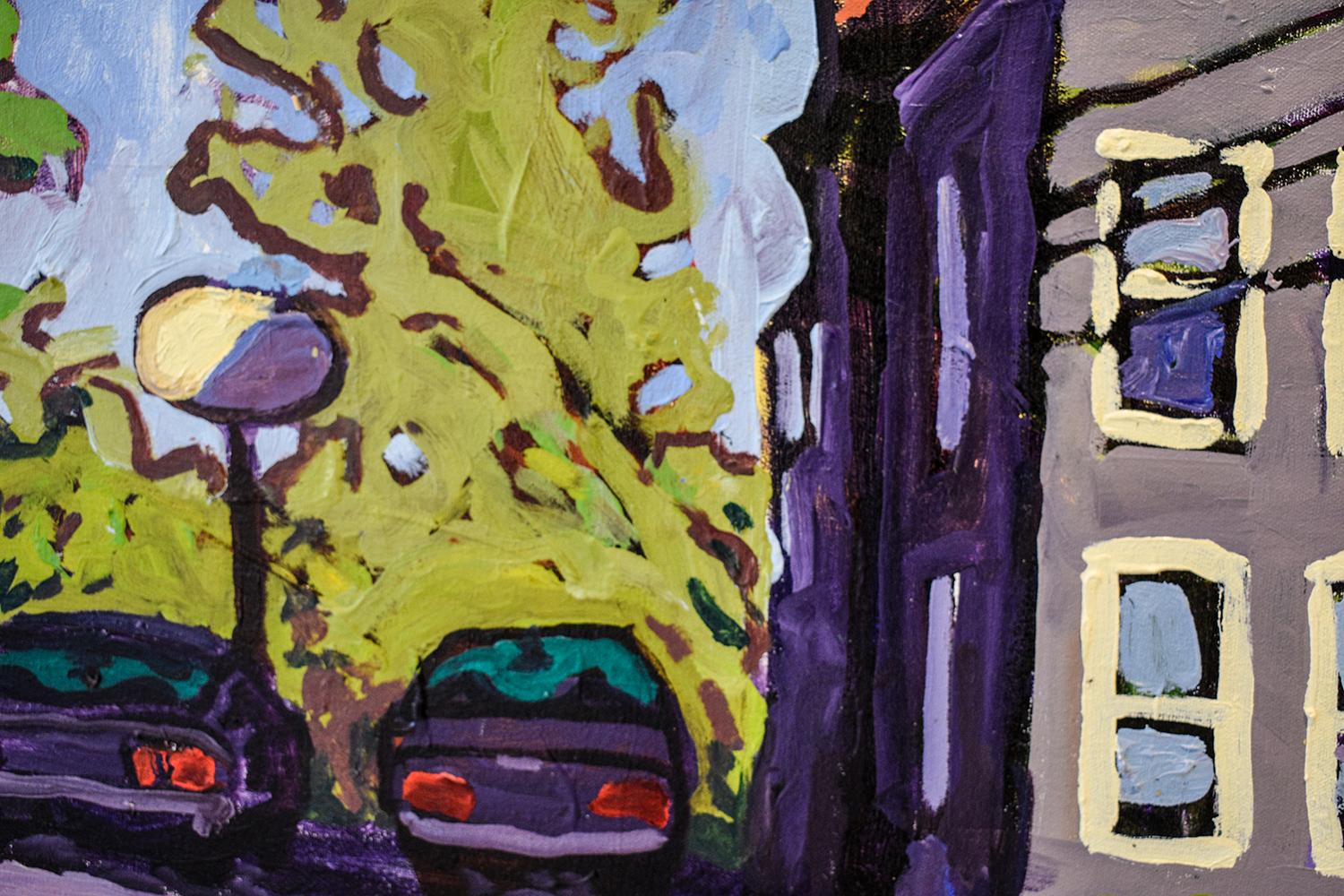 31 Washington Street (peinture de paysage urbain contemporain de Building & Power Lines) - Painting de Dan Rupe