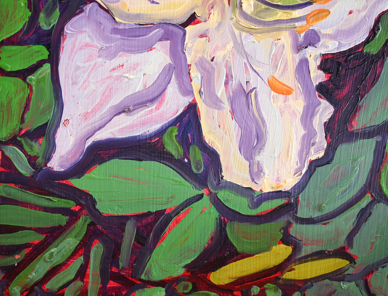 Grande nénuphar blanche (peinture de nature morte abstraite de fleur blanche de style fauviste) - Contemporain Painting par Dan Rupe