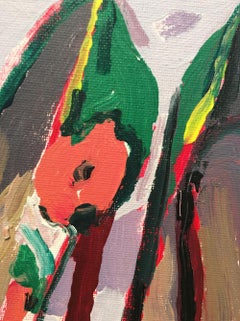 Flower Heels (Colorful Fauvist Style Still Life Painting of Pink & Green Shoes)