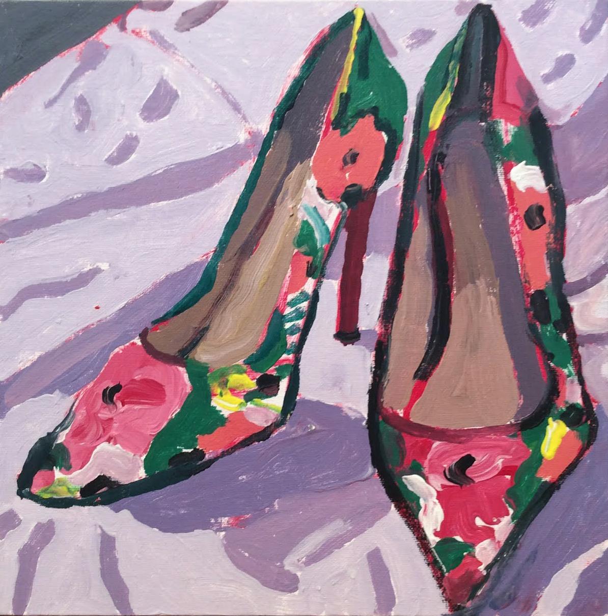 pink flower heels