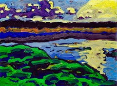 Used Leeds Athens Marsh (Fauvist Style Oil Painting on Canvas of Sunlit Landscape)