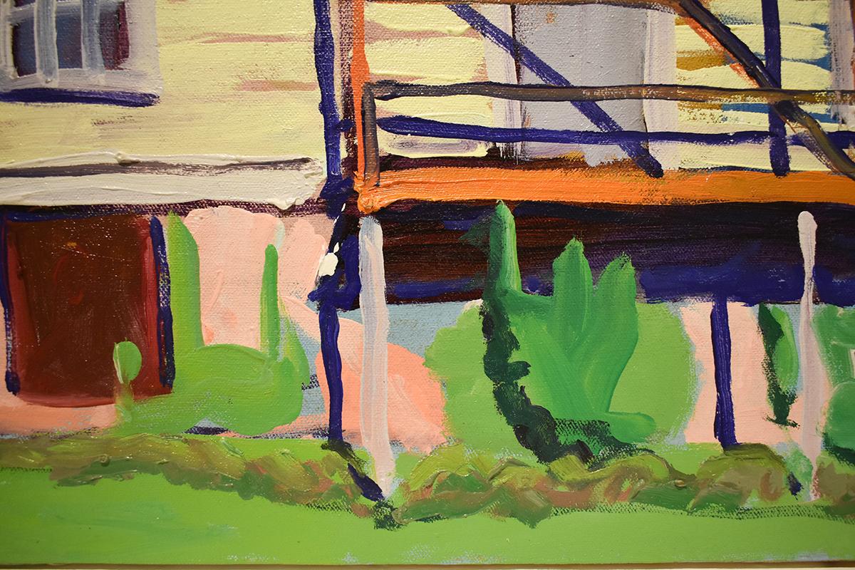 Stop! Old House, Athens, NY (Fauvist Style Cityscape Oil Painting on Canvas)  1