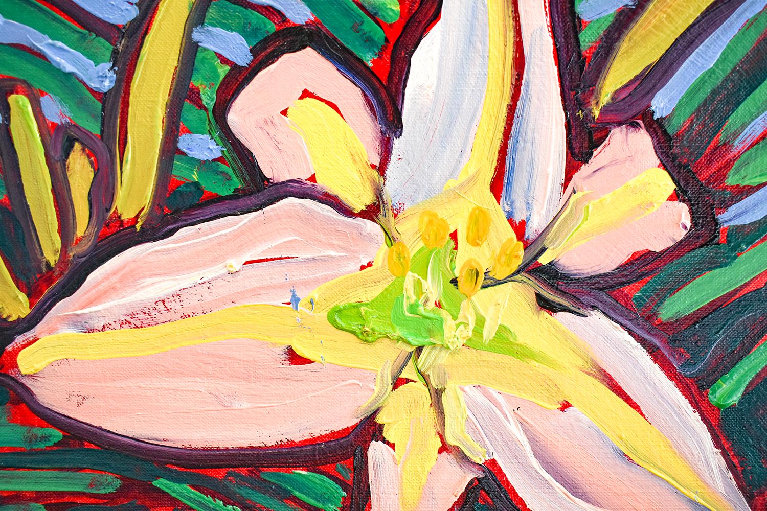 Lilies d'été ( Nature morte contemporaine de lys vibrantes, huile sur toile)  - Contemporain Painting par Dan Rupe