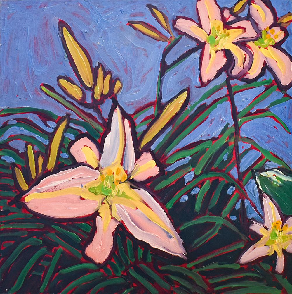 Dan Rupe Still-Life Painting - Summer Day Lilies (Fauvist Style Floral Still Life Painting on Canvas)