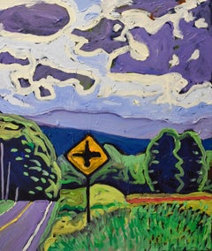 Top of Leeds Athens Road (Fauvist Style Landscape Painting of Country Mountains)