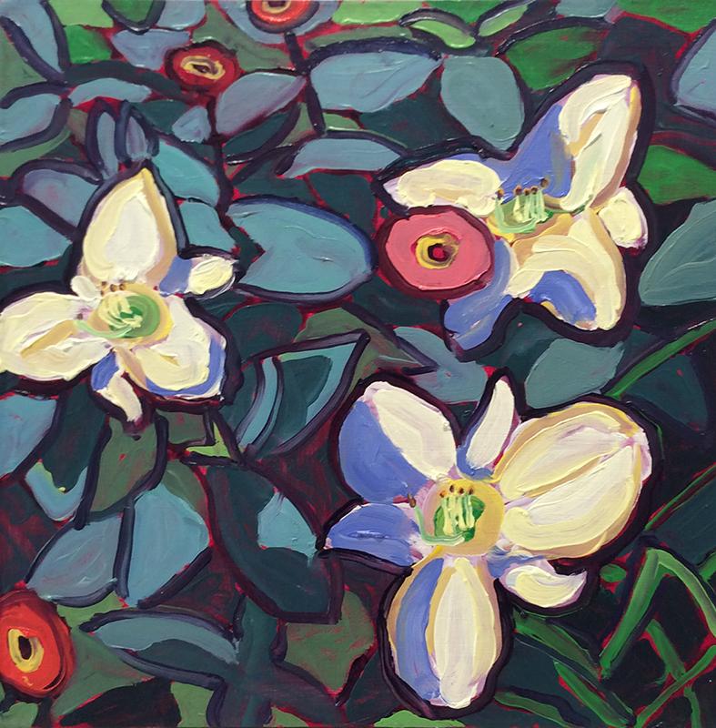 Two Paintings: White Day Lilies & Zinnias by Dan Rupe 5