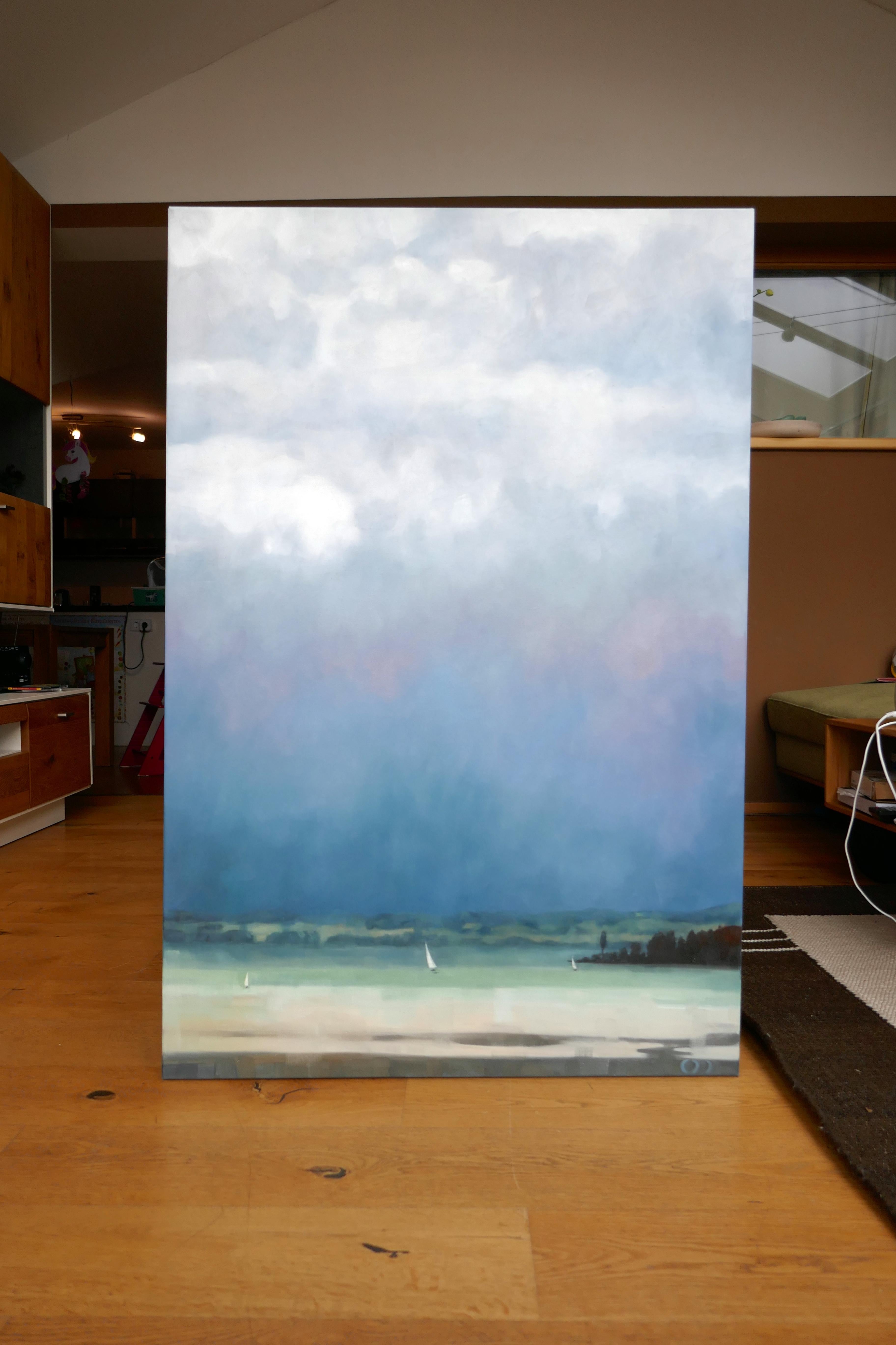 Atmosphere - Moderne expressionistische Landschaft, Meereslandschaft, Segelboot, Ölgemälde – Painting von Daniel Wimmer