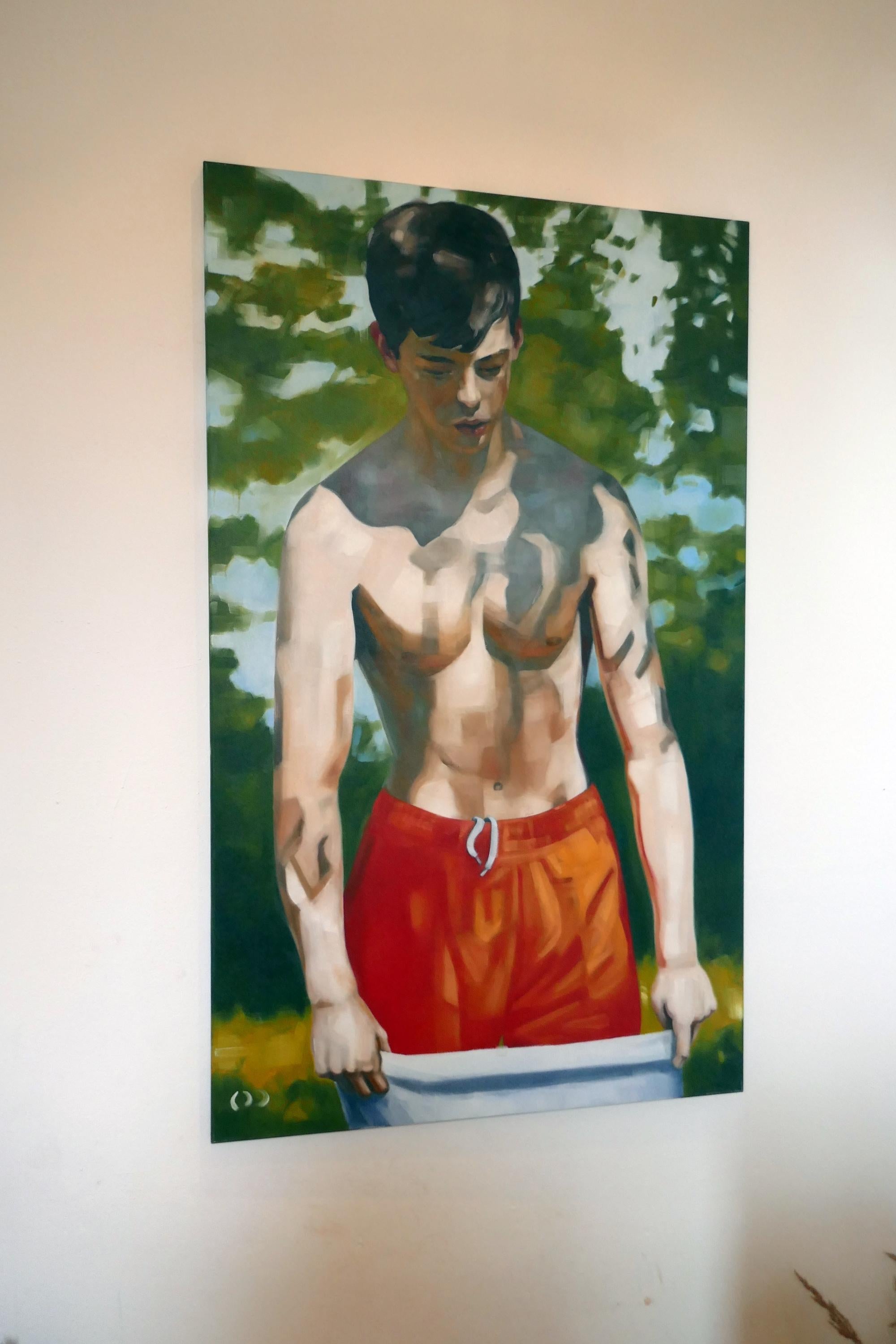 Camouflage - Pittura ad olio figurativa espressiva contemporanea - Painting Contemporaneo di Daniel Wimmer