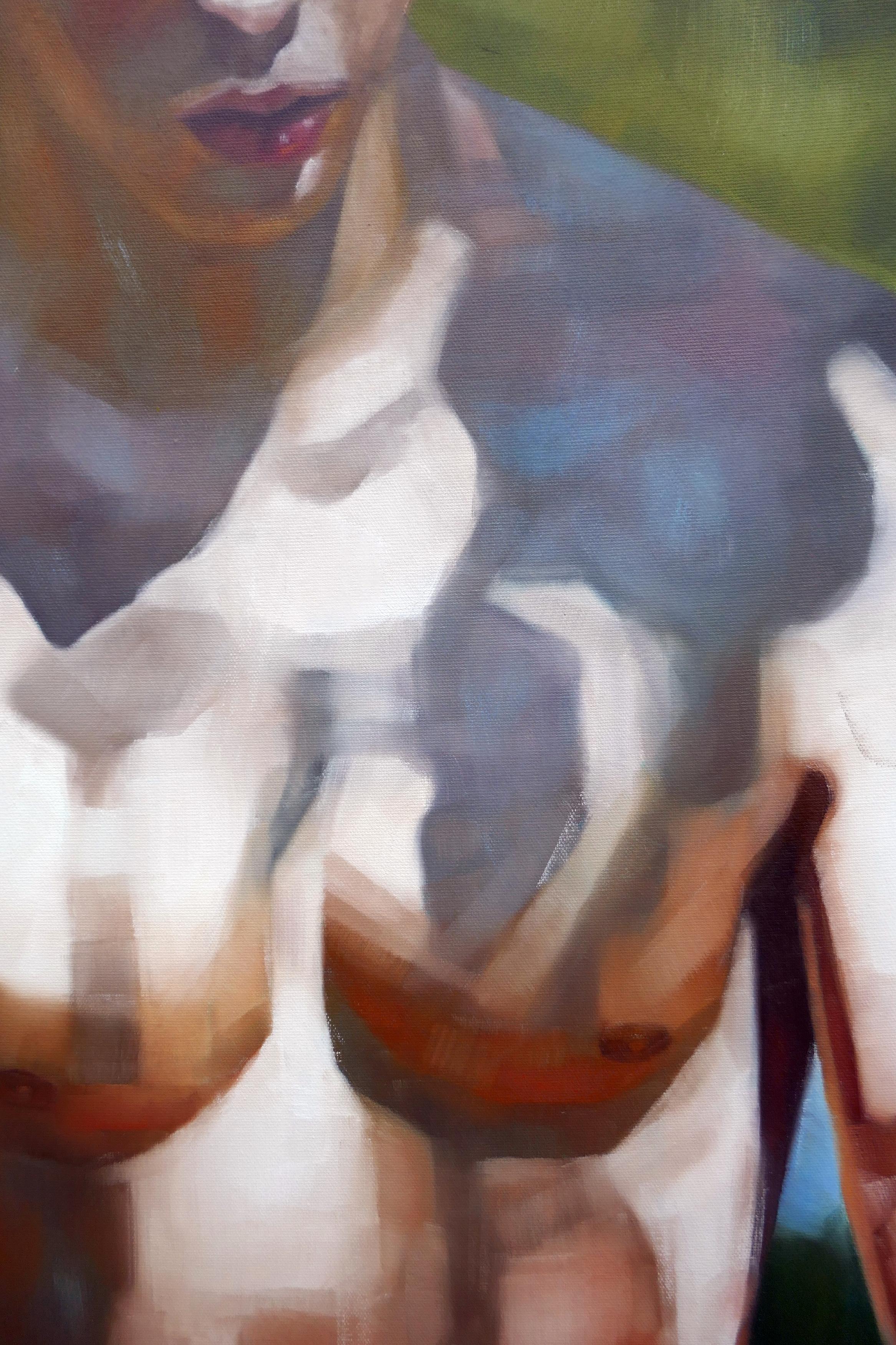 Camouflage - Pittura ad olio figurativa espressiva contemporanea - Figurative Painting Marrone di Daniel Wimmer