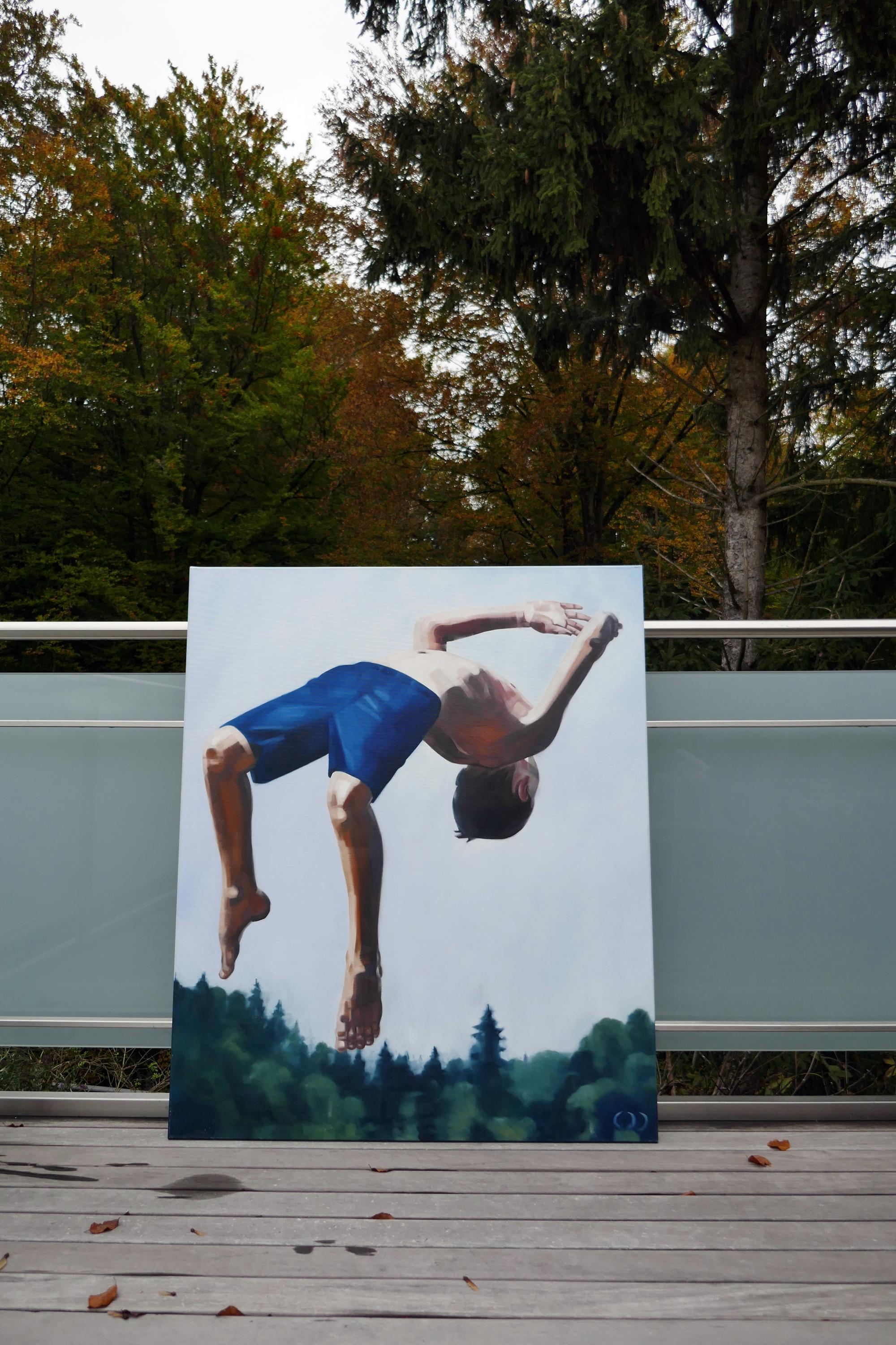 Downs ist das neue Up 10  - Contemporary Expressive Figurative Ölgemälde – Painting von Daniel Wimmer