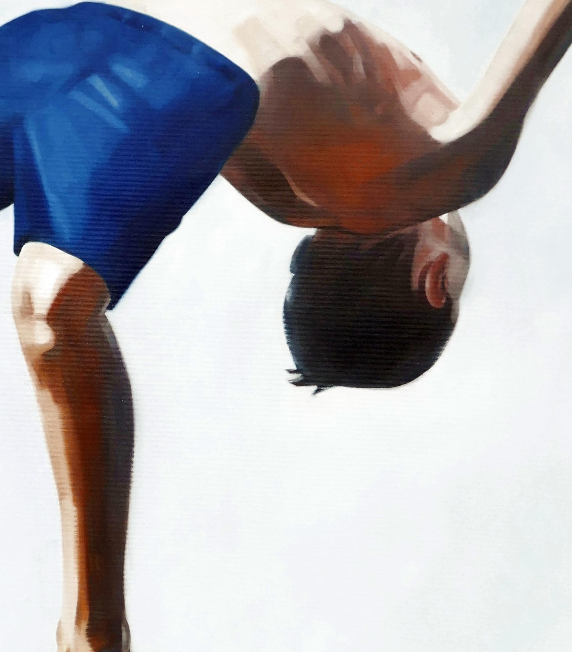 Downs ist das neue Up 10  - Contemporary Expressive Figurative Ölgemälde (Grau), Nude Painting, von Daniel Wimmer