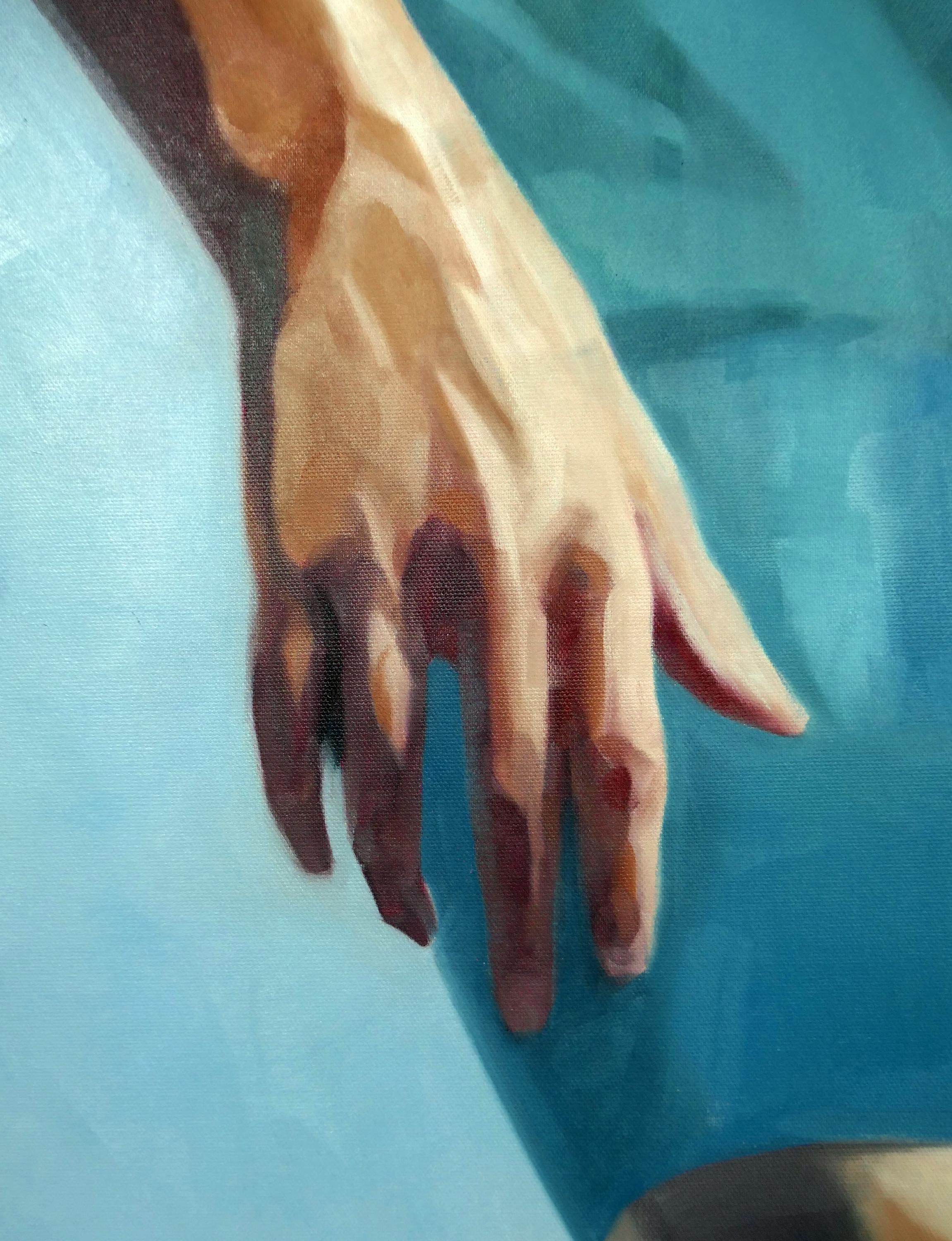 Daunen ist das Neue Up 3  - Contemporary Expressive Figurative Ölgemälde (Zeitgenössisch), Painting, von Daniel Wimmer