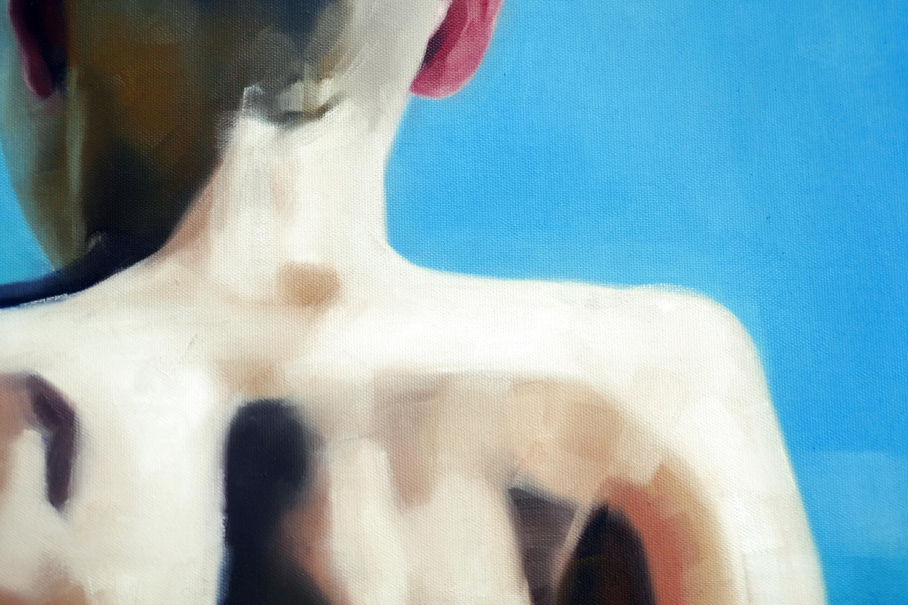 Recuerdos del verano   - Pintura al óleo figurativa expresiva contemporánea - Nude Painting Azul de Daniel Wimmer