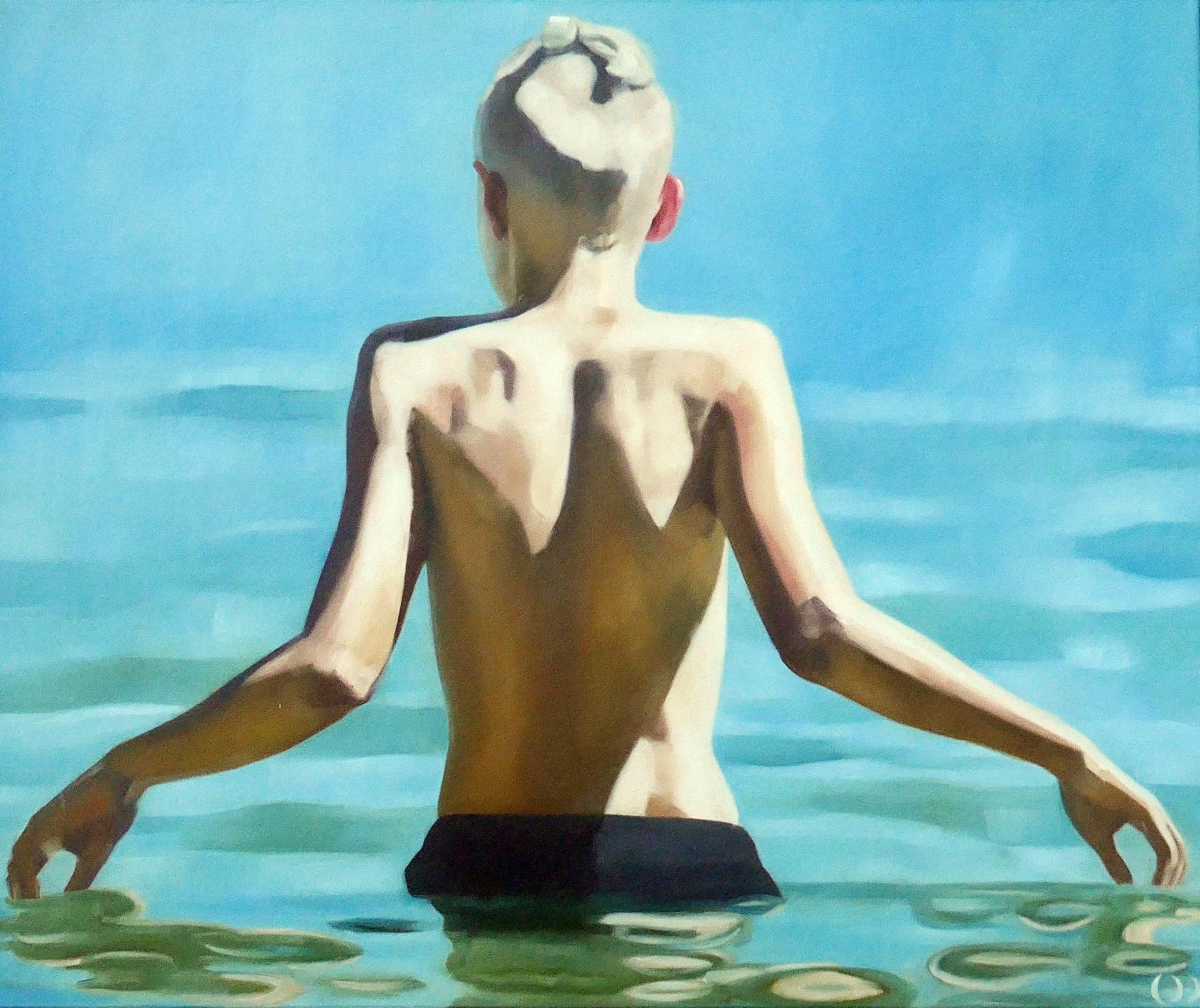 Nude Painting de Daniel Wimmer - Recuerdos del verano   - Pintura al óleo figurativa expresiva contemporánea