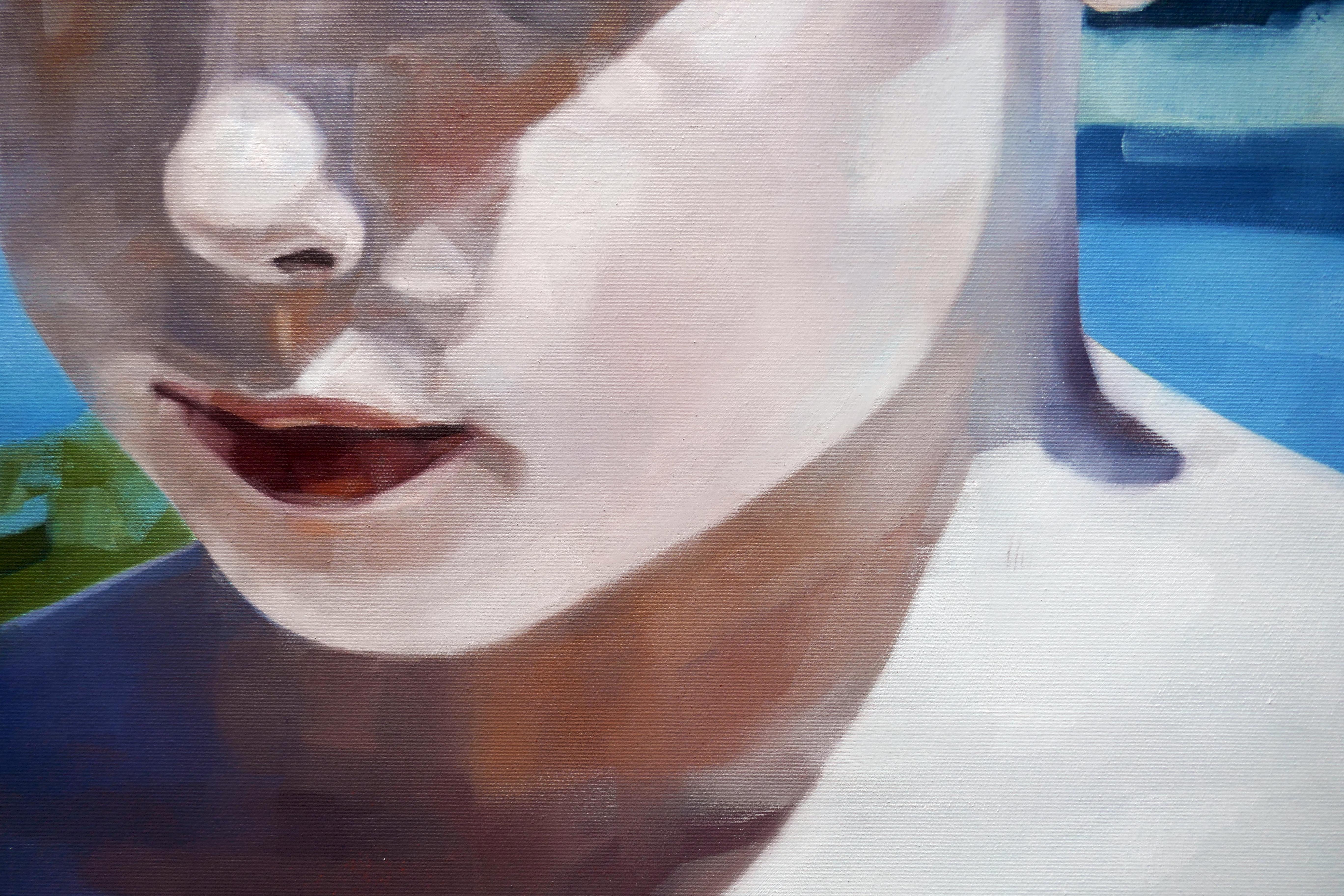 Segreto  - Pittura ad olio figurativa espressiva contemporanea, ritratto di ragazzo - Painting Contemporaneo di Daniel Wimmer