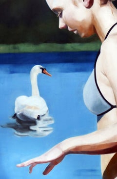 Swan  - Contemporary Expressive Figurative Oil Painting