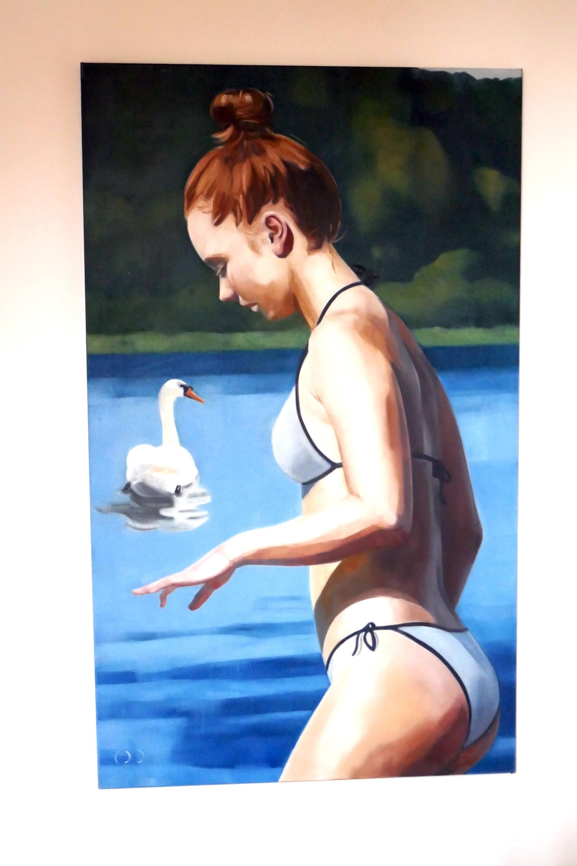 Schwan  - Contemporary Expressive Figurative Ölgemälde im Angebot 2