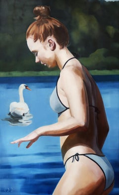 Swan  - Contemporary Expressive Figurative Oil Painting