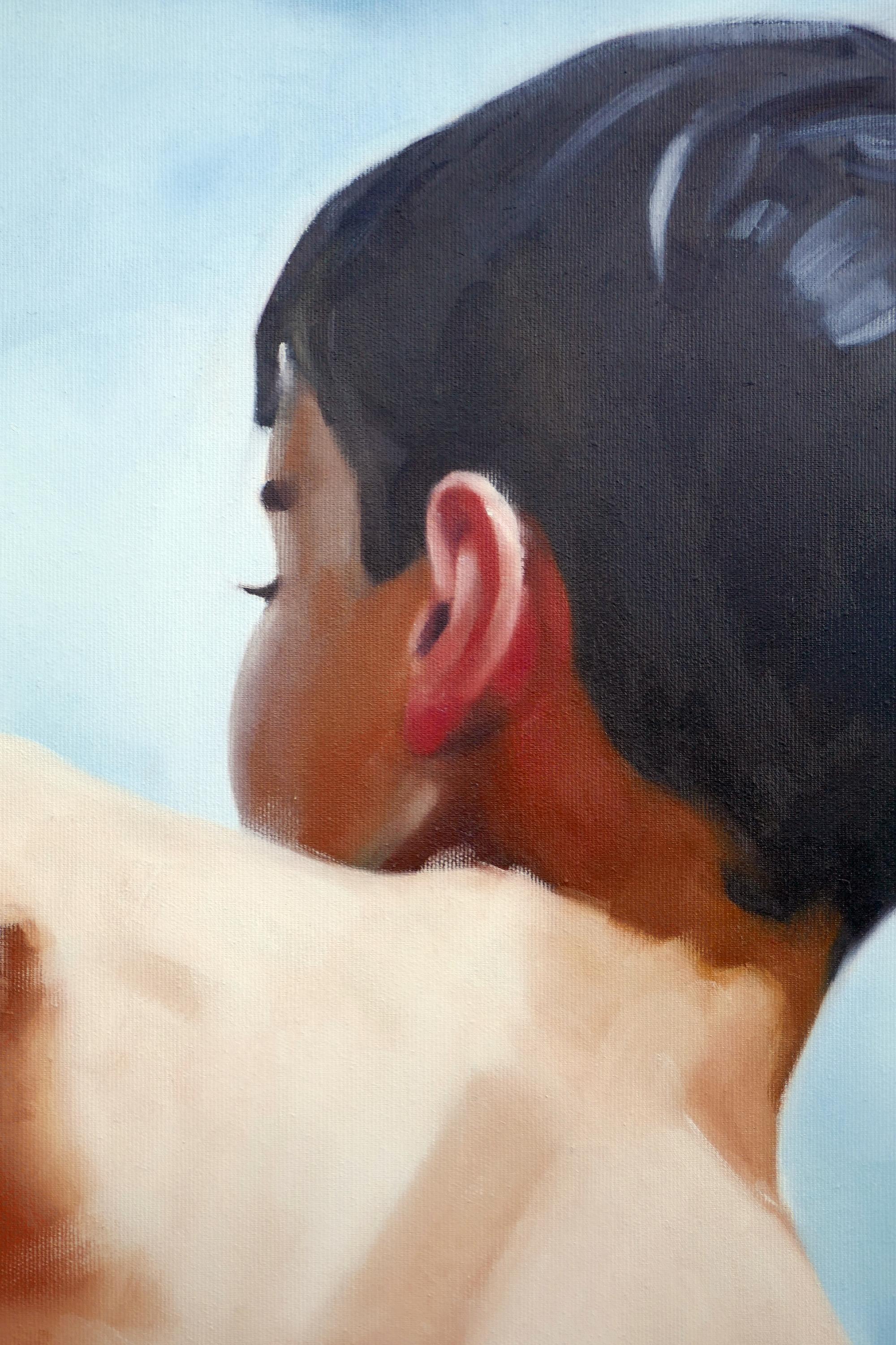 Wurf  ( Lancio lungo)  - Pittura a olio figurativa espressiva contemporanea in vendita 5