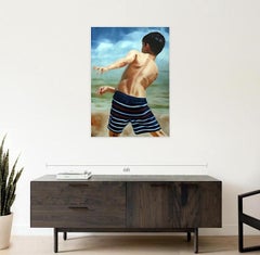 Wurf  ( Lancio lungo)  - Pittura a olio figurativa espressiva contemporanea