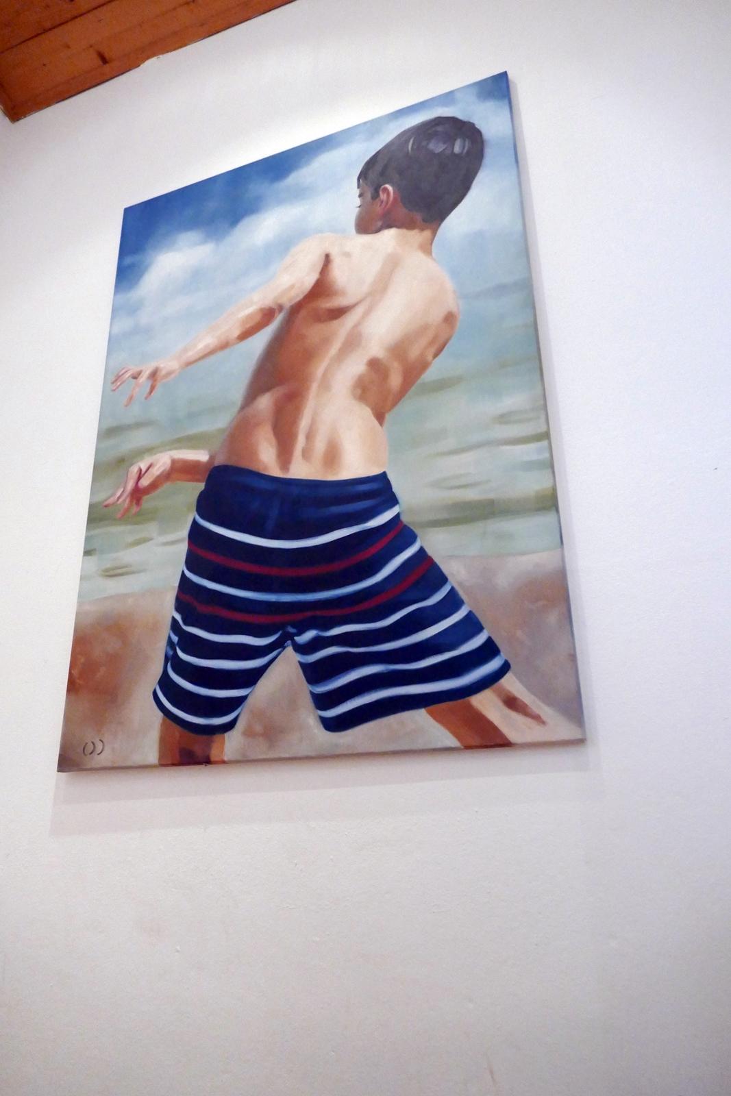 Wurf  ( Lancio lungo)  - Pittura a olio figurativa espressiva contemporanea - Painting Contemporaneo di Daniel Wimmer