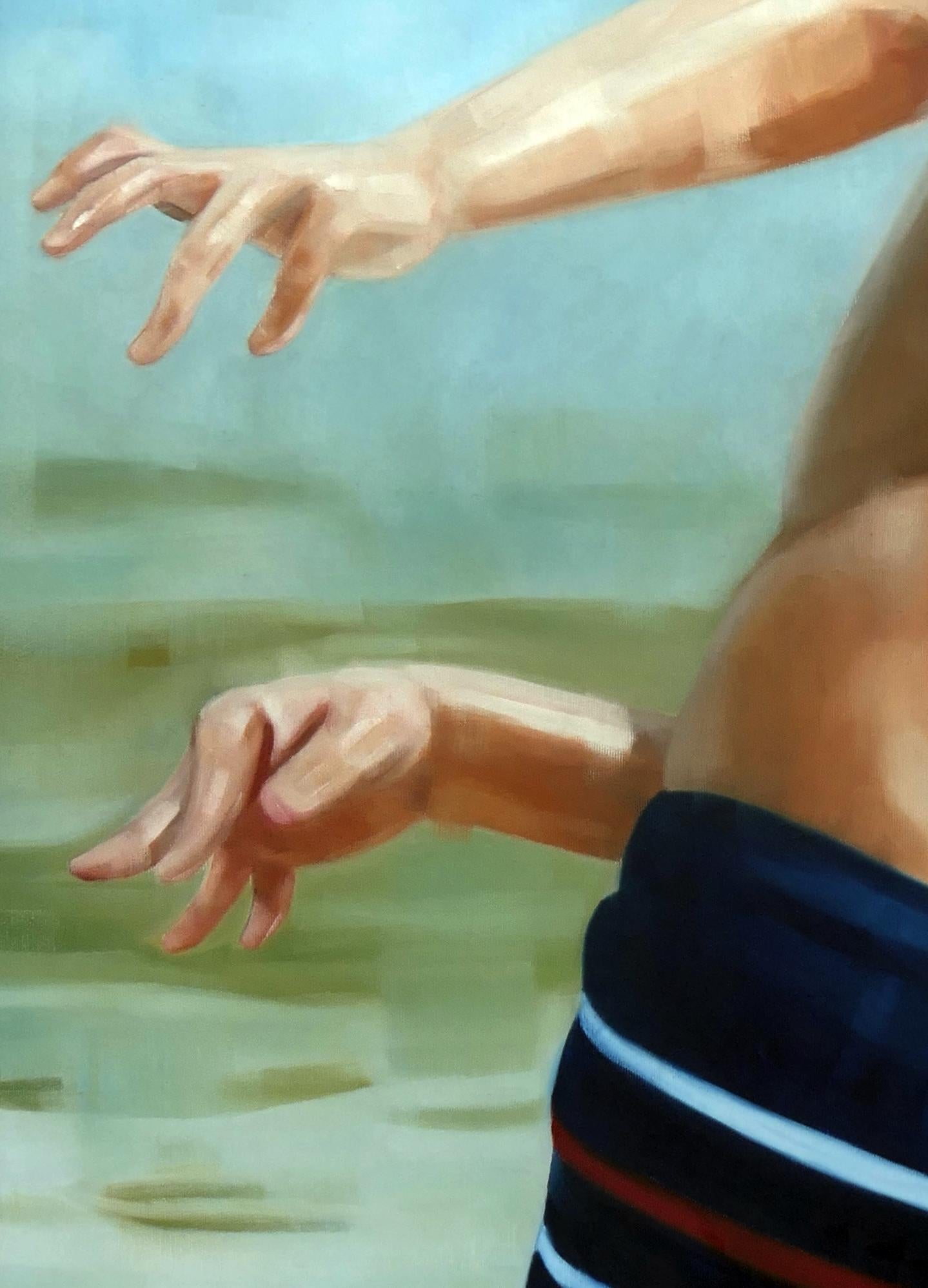 Wurf  ( Lancio lungo)  - Pittura a olio figurativa espressiva contemporanea in vendita 1