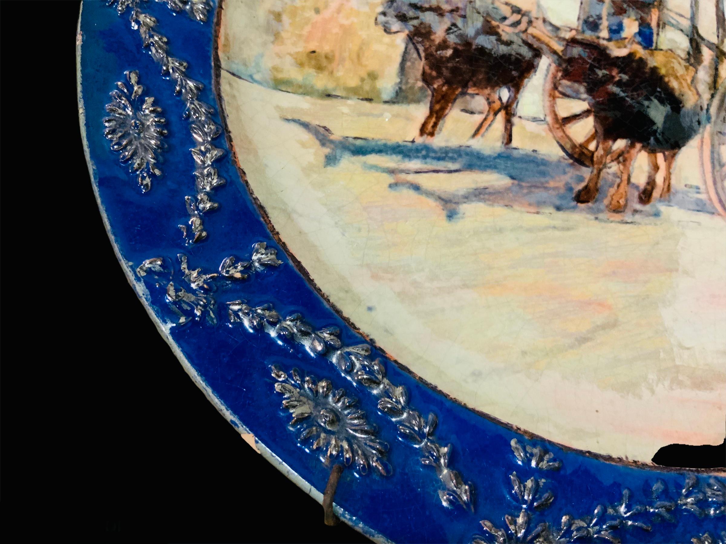 Spanish Daniel Zuloaga Boneta Hand Crafted Ceramic Plate For Sale
