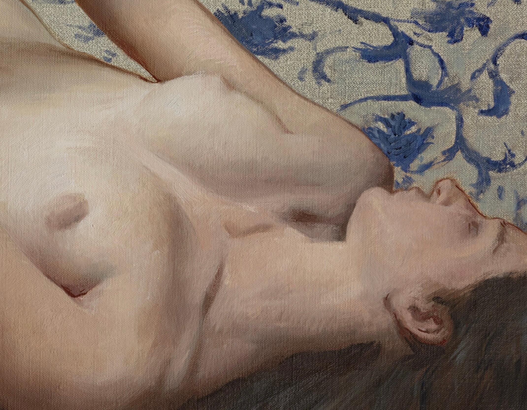 Birchina- 21st Century painting of a nude woman laying. - Contemporary Painting by Daniela Astone