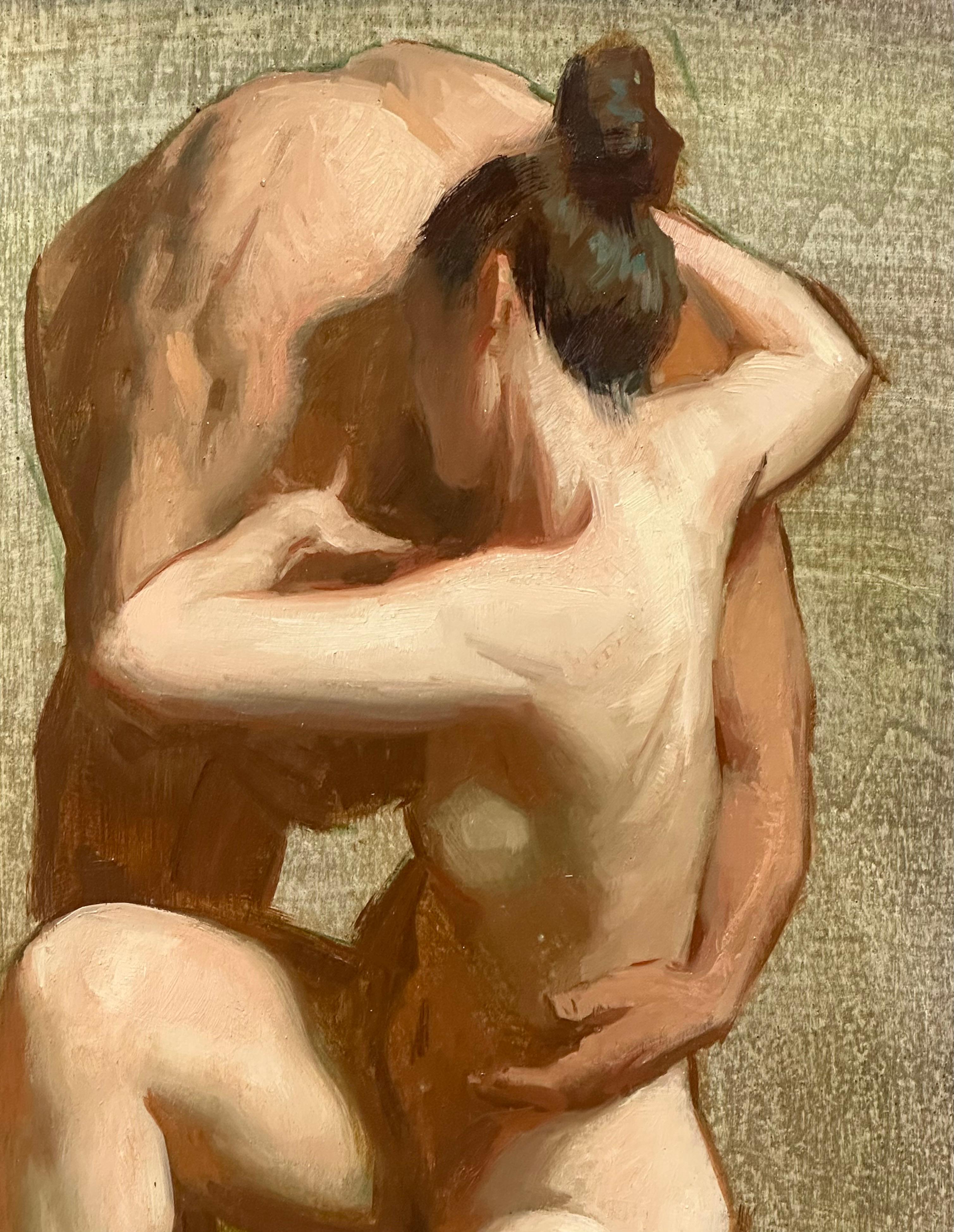 Couple - Peinture contemporaine du 21e siècle représentant un homme et une femme dansant nus  - Contemporain Painting par Daniela Astone