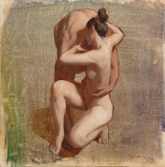 Couple- 21st Century Contemporary Painting of a nude dancing male and female 