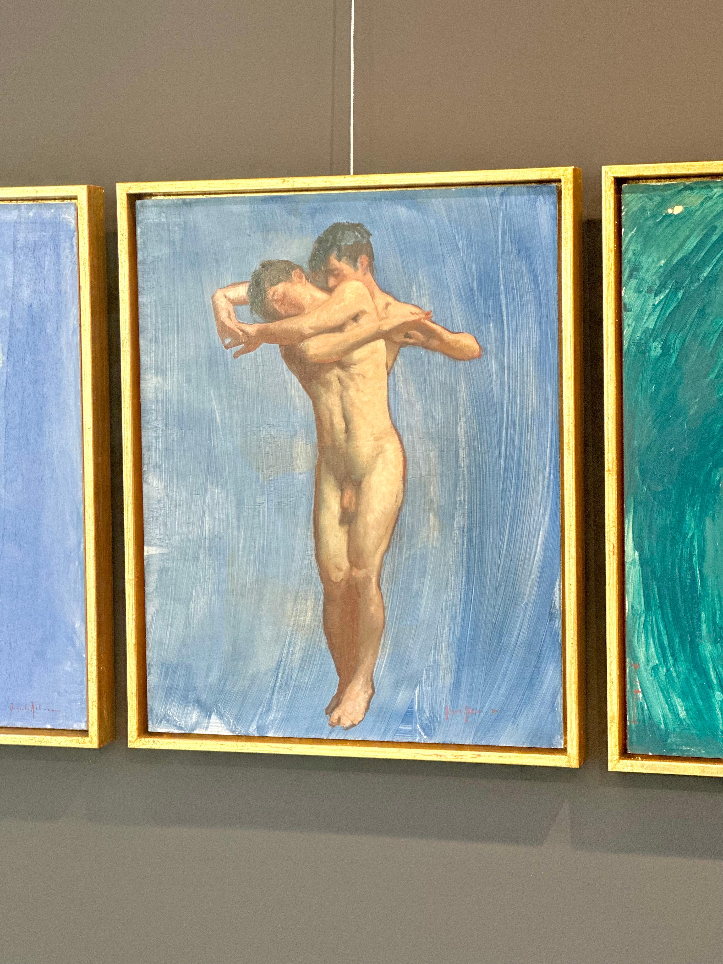 Couple #4- Peinture contemporaine du 21e siècle représentant un homme et une femme dansant nus  en vente 1